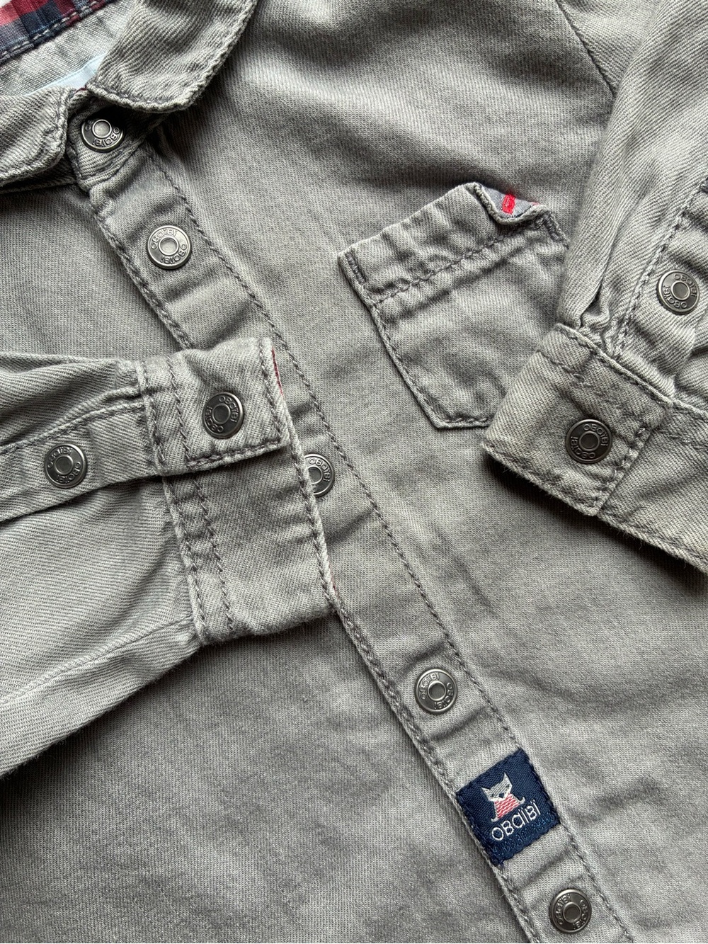 Obaibi Gray Fox Patch Button-Down Shirt for Kids - Picture 4 of 7